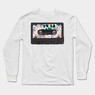 80s Mix tape cassette retro Tropical Flowers Long Sleeve T-Shirt